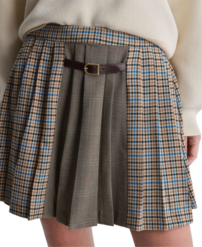 Women's Plaid Pleated A-Line Mini Skirt