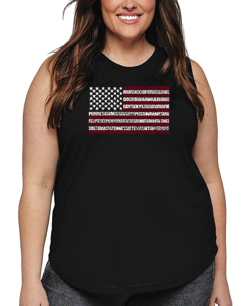 Plus Size 50 States USA Flag Word Art Tank Top