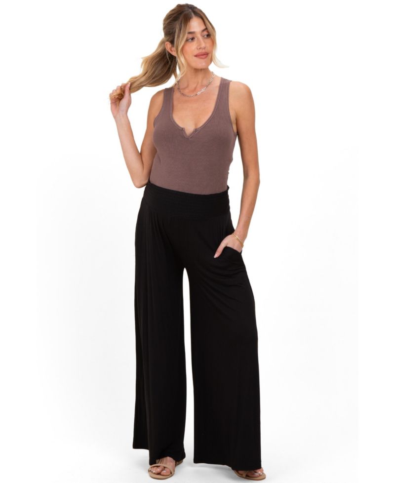 Women's Smocked Waist Wide Leg Pants