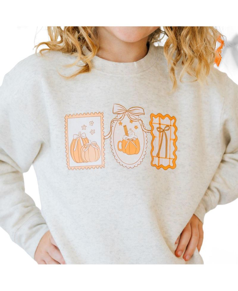 Big Girls Pumpkin Cameo Sweatshirt