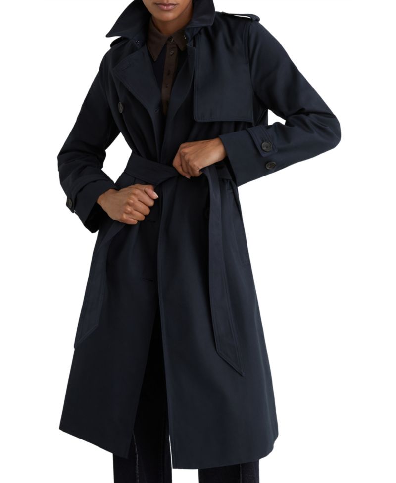 Women's Azura Hooded Double-Breasted Long Trench Coat