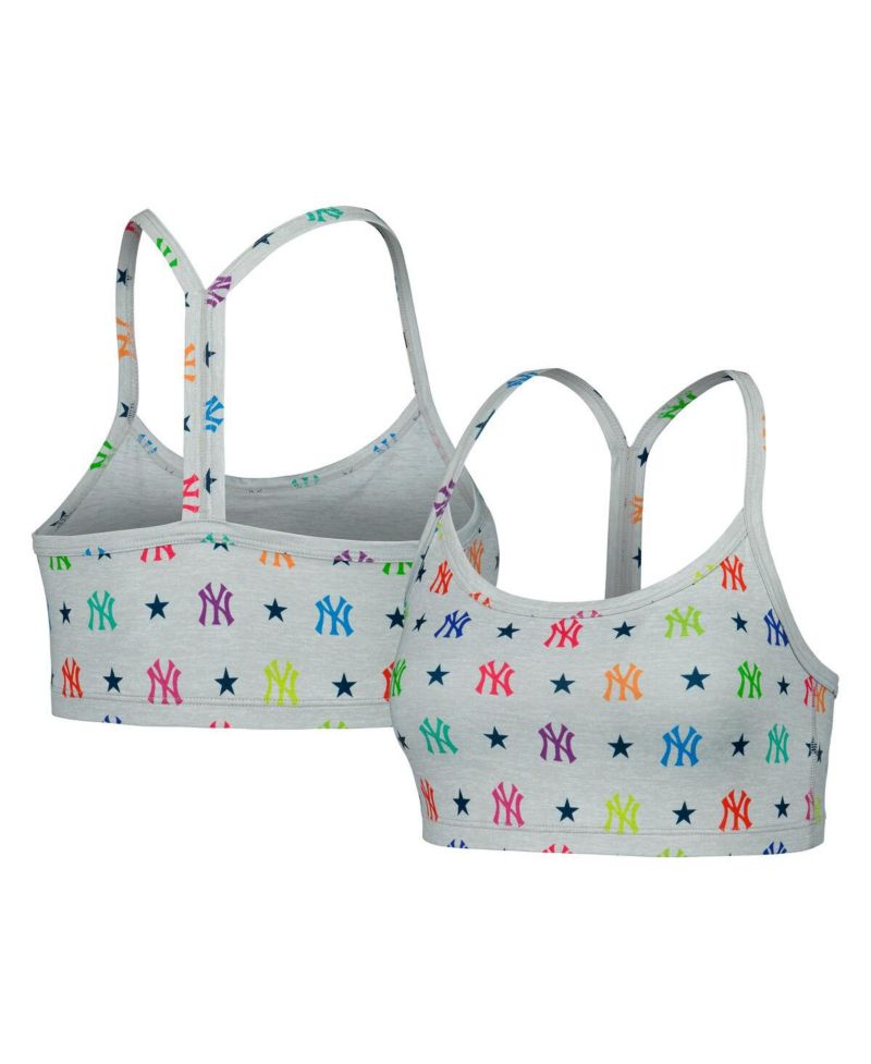 Women's Gray New York Yankees TLC Rainbow Bra