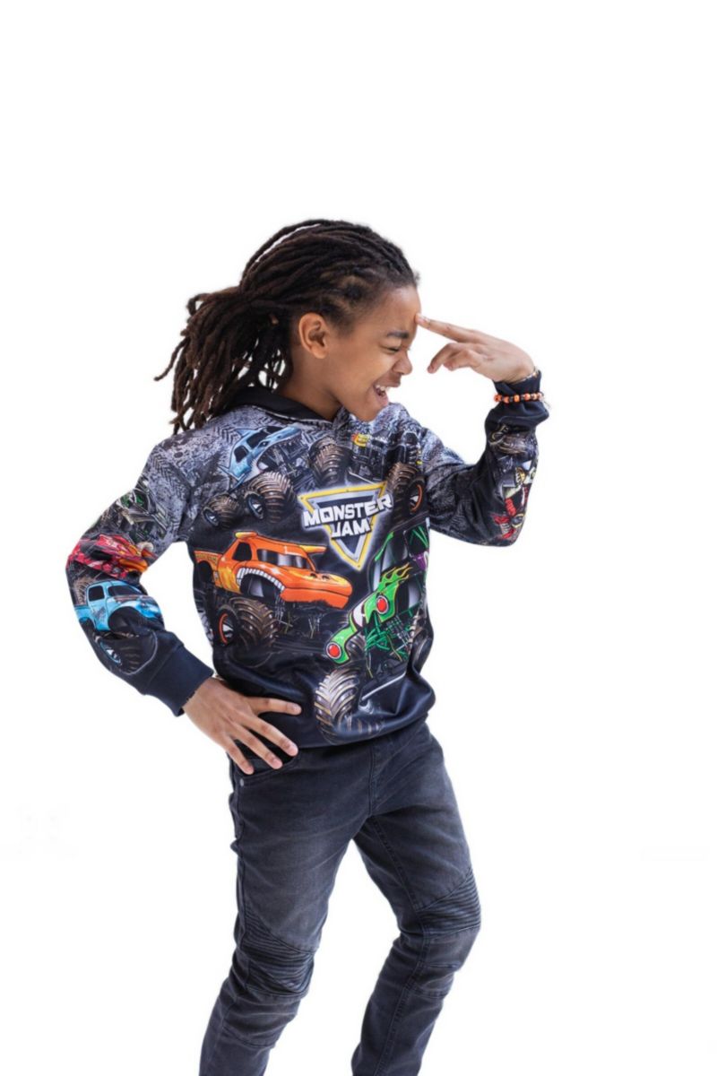 Zombie Grave Digger Megalodon Fleece Pullover Hoodie Toddler| Child Boys