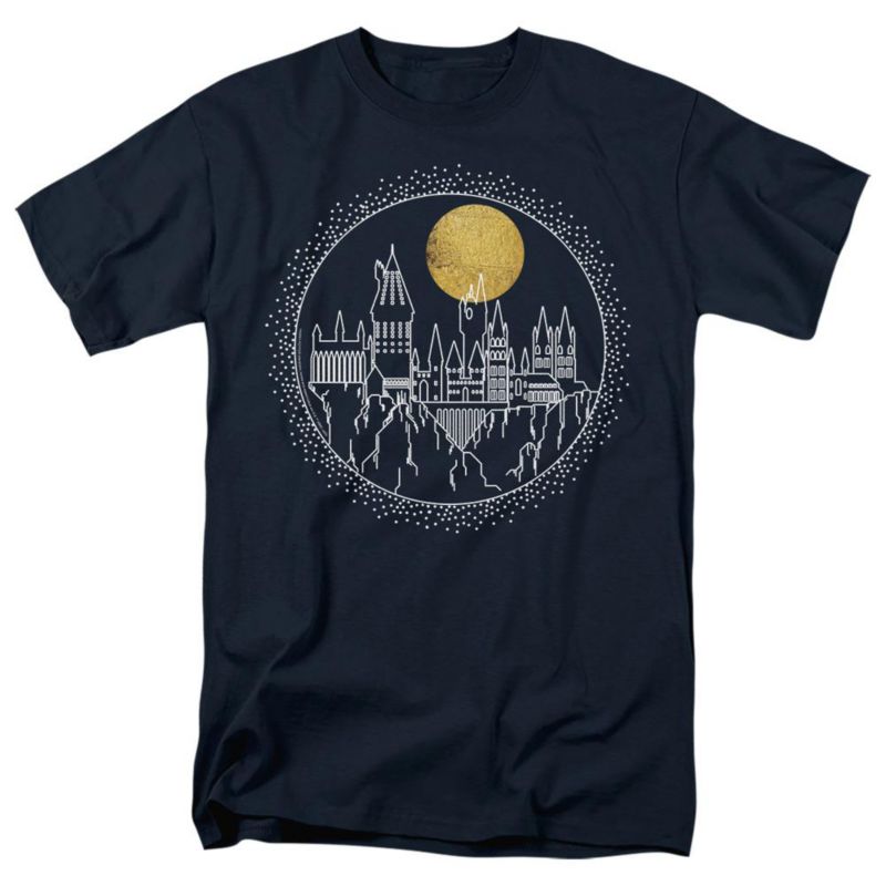 Men's Hogwarts Full Moon Line Art T Shirt