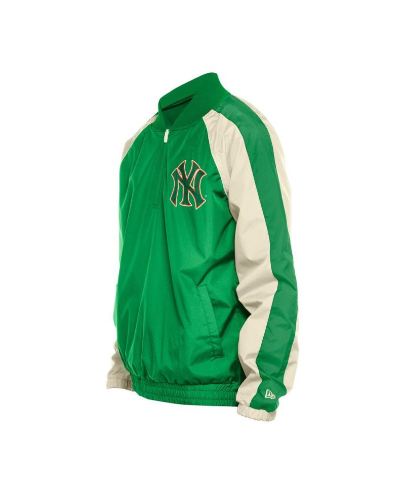 Men's Kelly Green New York Yankees Ripstop Raglan Quarter-Zip Hoodie Windbreaker Jacket