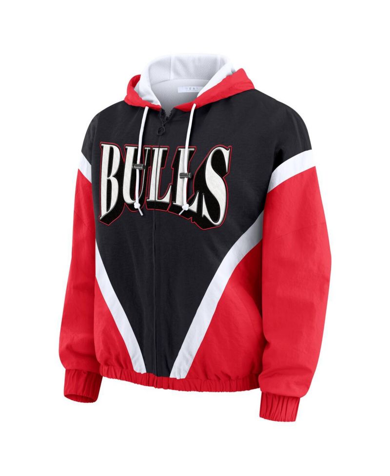 Women's Black/Red Chicago Bulls Color Block Full-Zip Hoodie Windbreaker Jacket