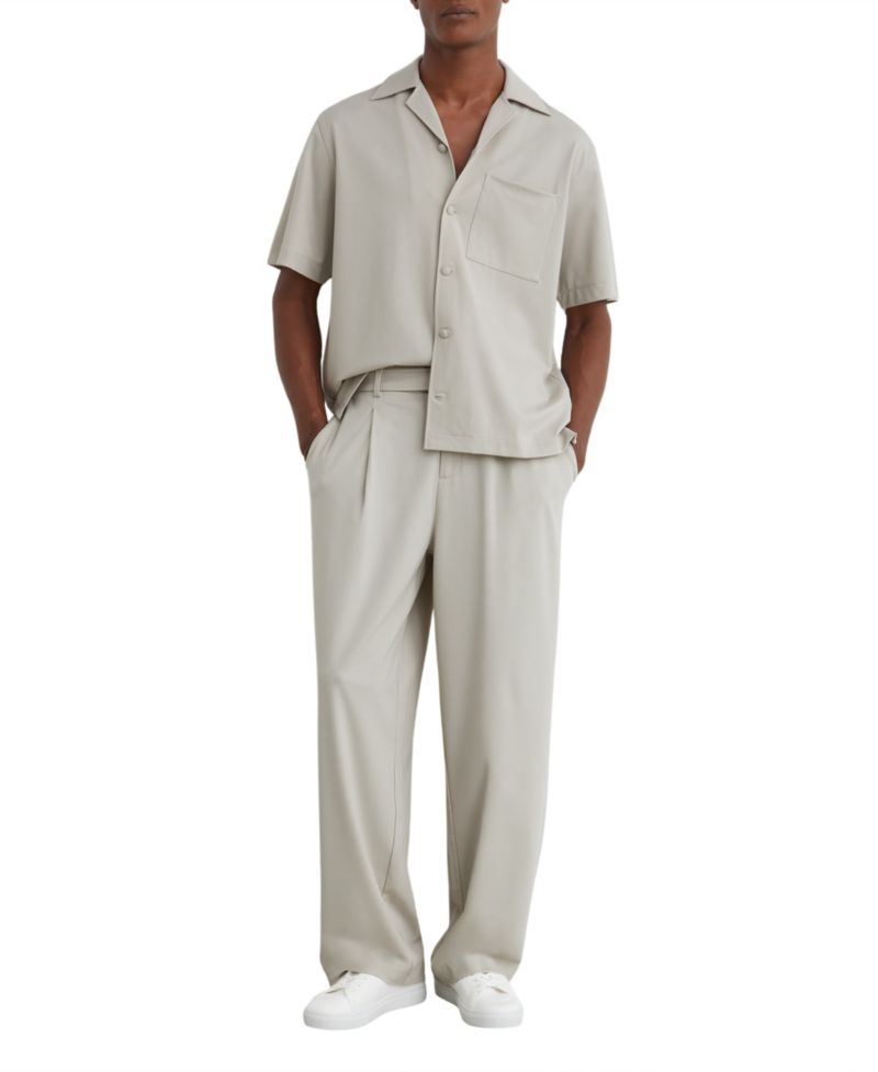 Men's Russo Stretch Cuban-Collar Short-Sleeve Shirt