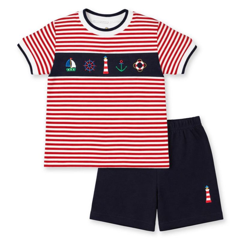 Little Boys Knit Short Set With Nautical Applique