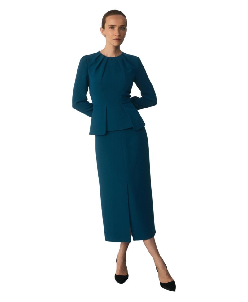 Women's Doppio Elaria Long-Sleeve Midi Peplum-Waist Dress