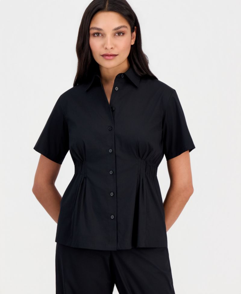 Women's Side-Pleat Button-Front Shirt
