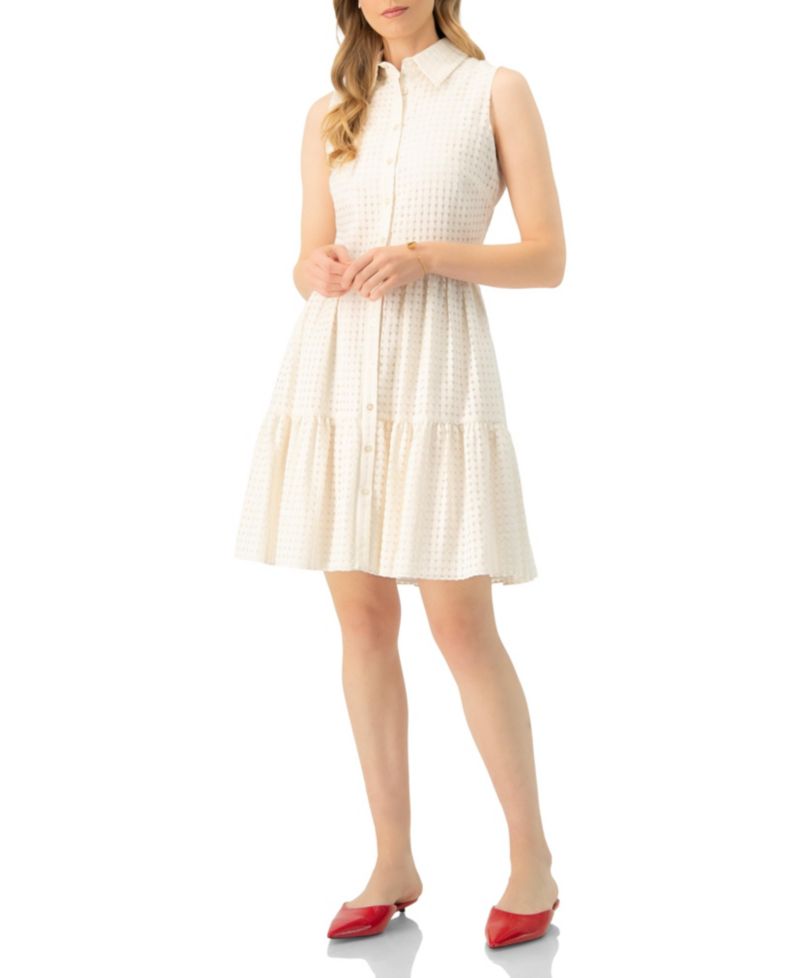Women's Button-Up Sleeveless A-Line Knit Dress