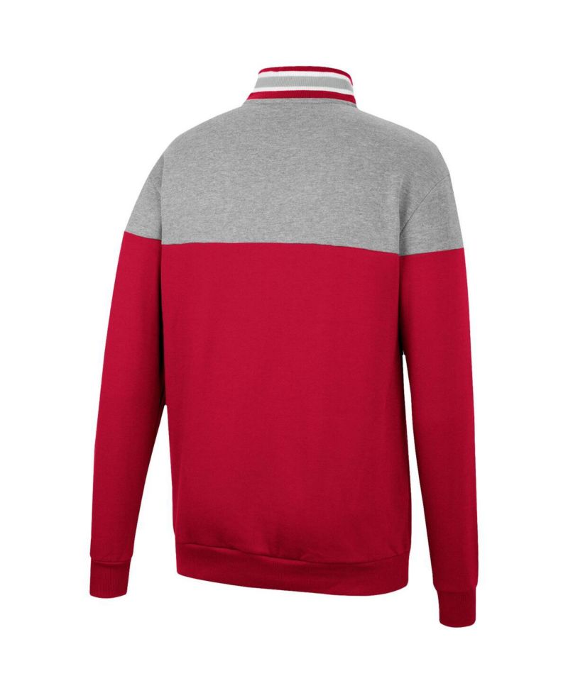 Men's Heathered Gray, Cardinal Oklahoma Sooners Be the Ball Quarter-Zip Top