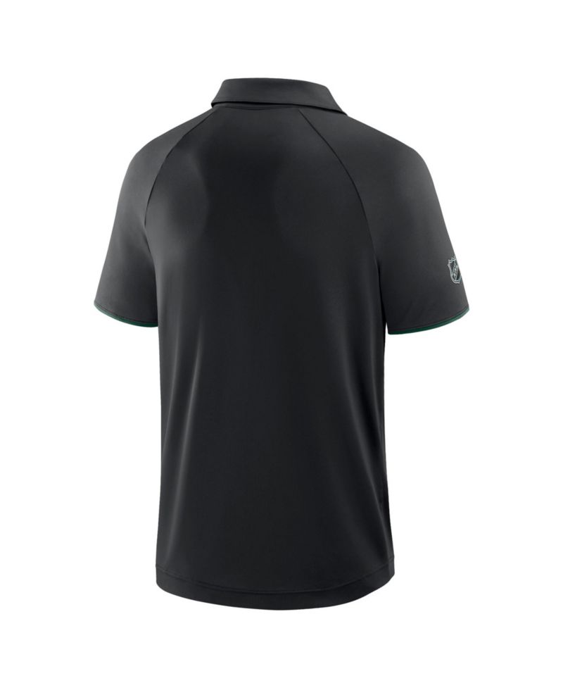 Men's Black Minnesota Wild Authentic Pro Rink Raglan Polo Shirt