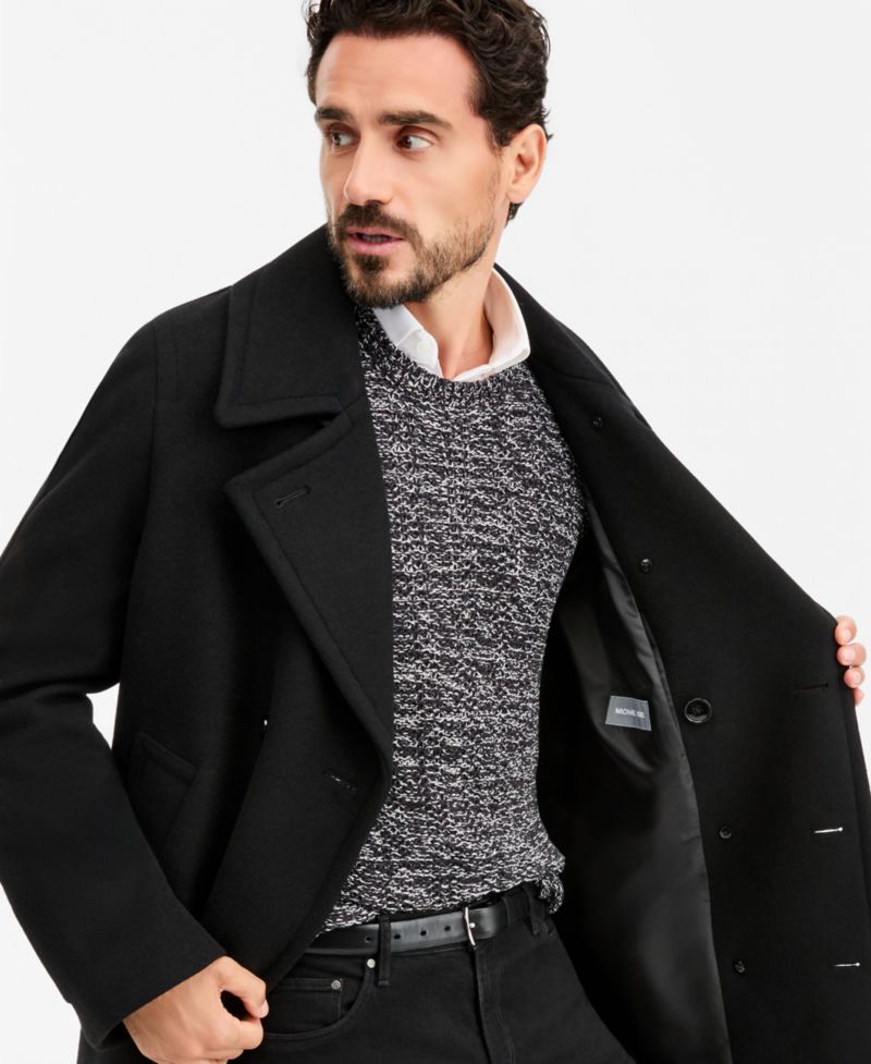 Men's Classic-Fit Solid Wool-Blend Overcoat