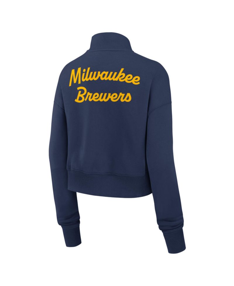 Women's Navy Milwaukee Brewers Primetime Phoenix Fleece Half-Zip Sweatshirt