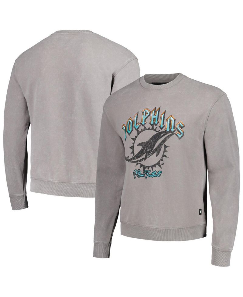 Men's and Women's Gray Miami Dolphins Distressed Pullover Sweatshirt