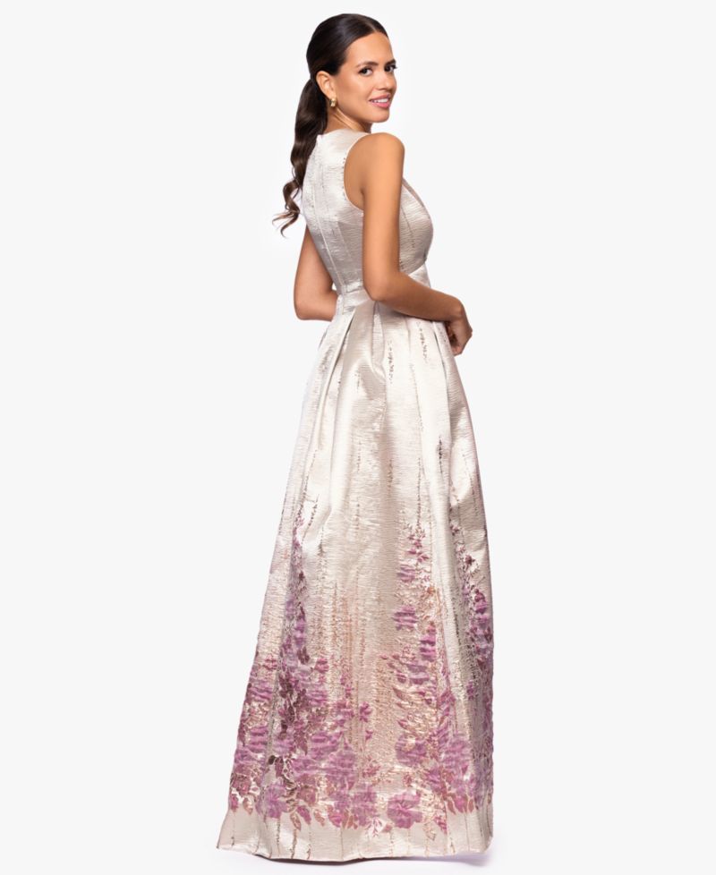 Women's Jacquard Pattern V-Neck Long Dress