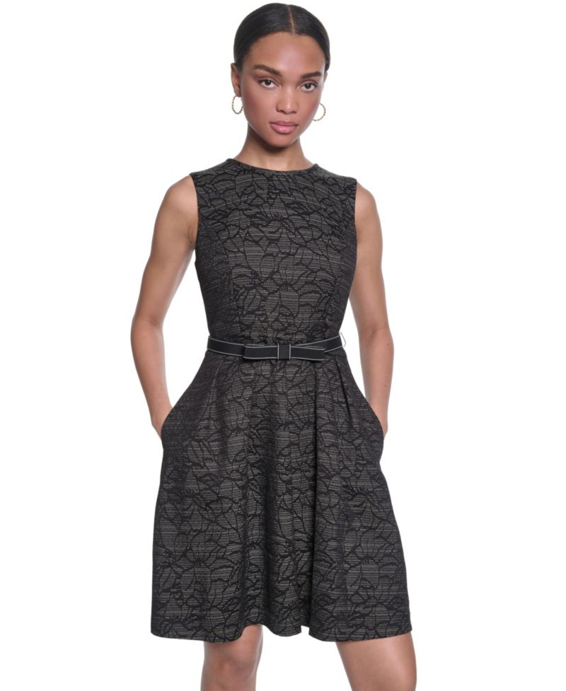 Women's Crewneck Fit and Flare Dress