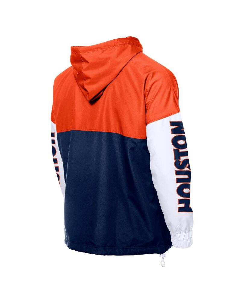 Men's Navy/Orange Houston Astros Color Block Full-Zip Hoodie Windbreaker Jacket
