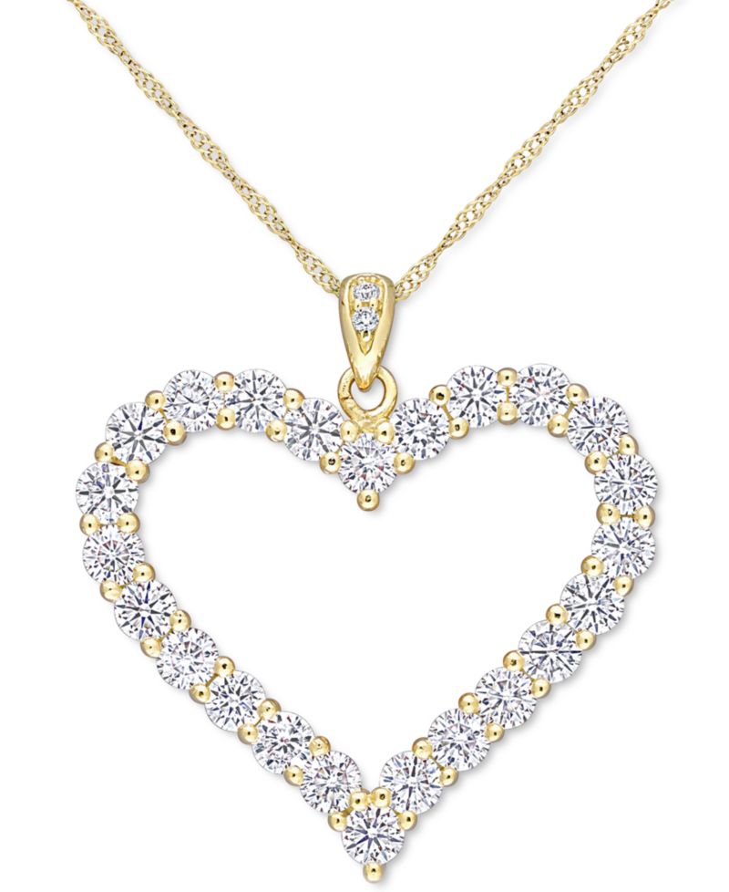 Lab-Grown Moissanite Heart 18" Pendant Necklace (2-2/5 ct. t.w.) in 18k Gold-Plated Sterling Silver