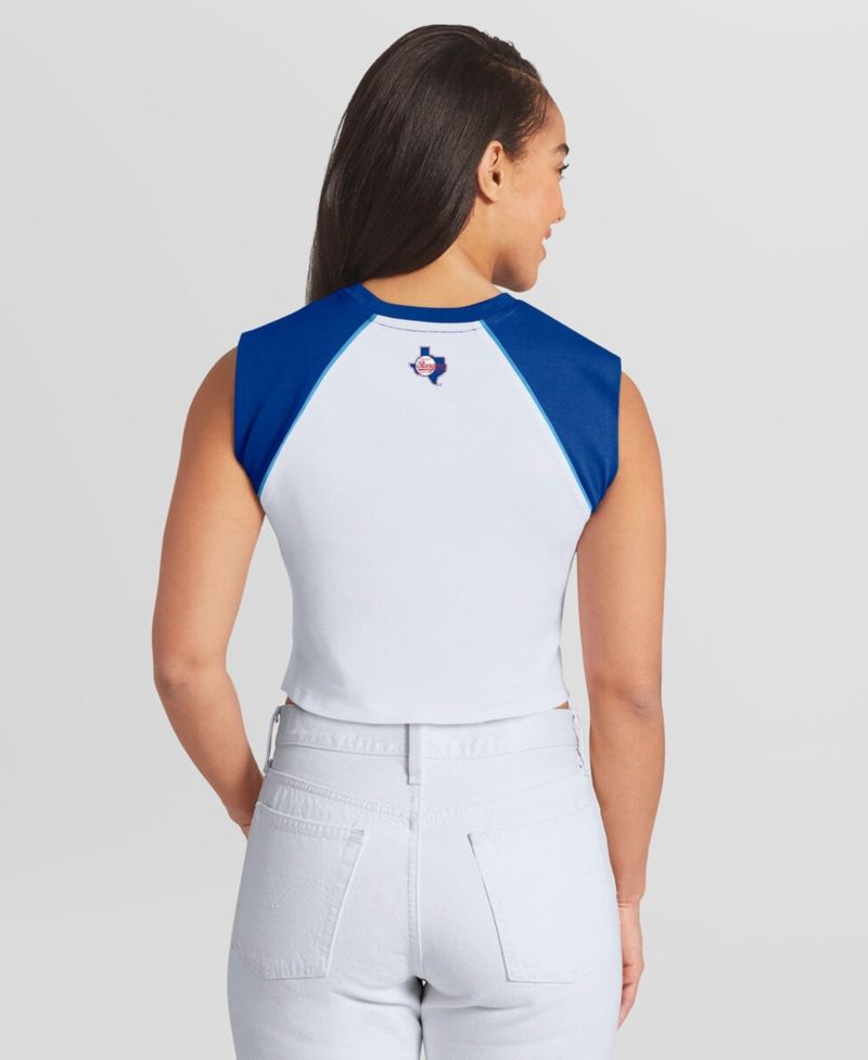 Women's White Texas Rangers Cooperstown Cropped Raglan Tank Top