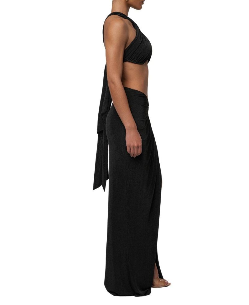 Women's City After Dark Open-Back Thigh-High Slit Halter Top and Maxi Skirt, 2-Piece Set
