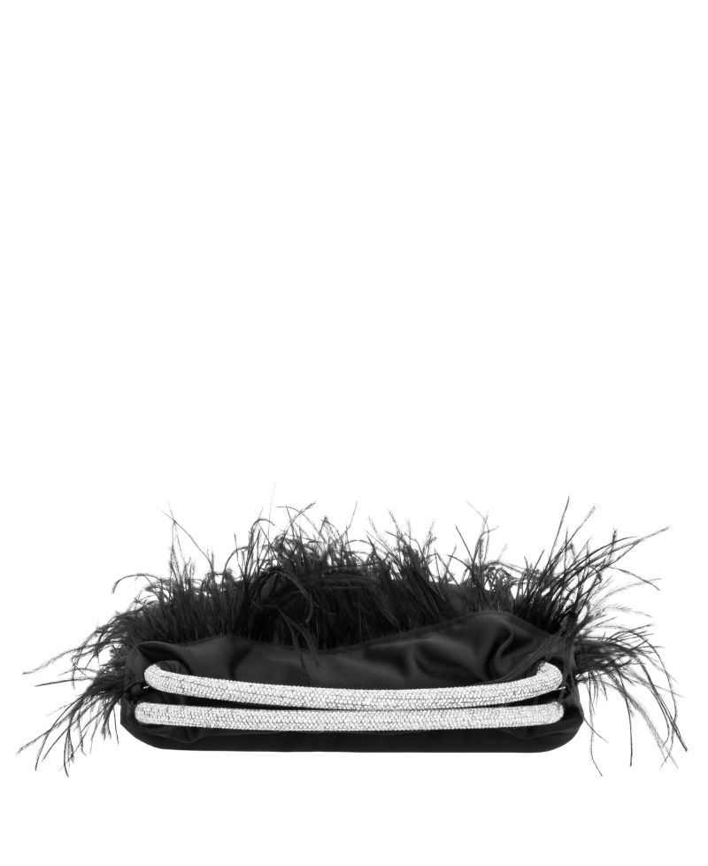 Crystal Handle Feather Pouch