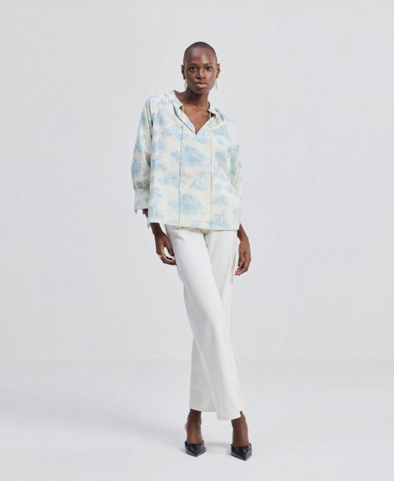 Women's Relaxed-fit Shirt with Drawstring in Animal Print