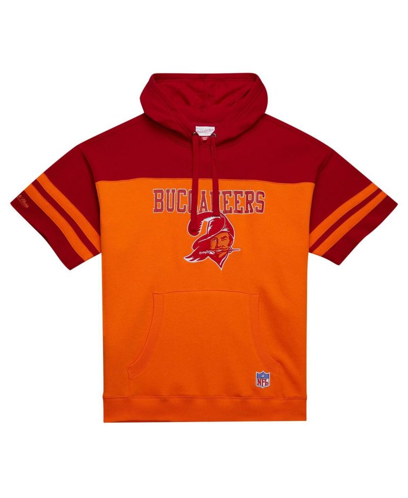 Men's Orange Tampa Bay Buccaneers Off Field Vintage Logo Short Sleeve Pullover Hoodie