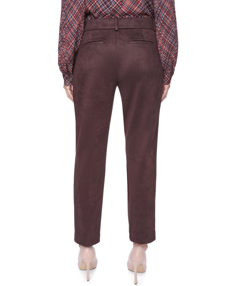 Women's Mid-Rise Straight Faux Suede Pants