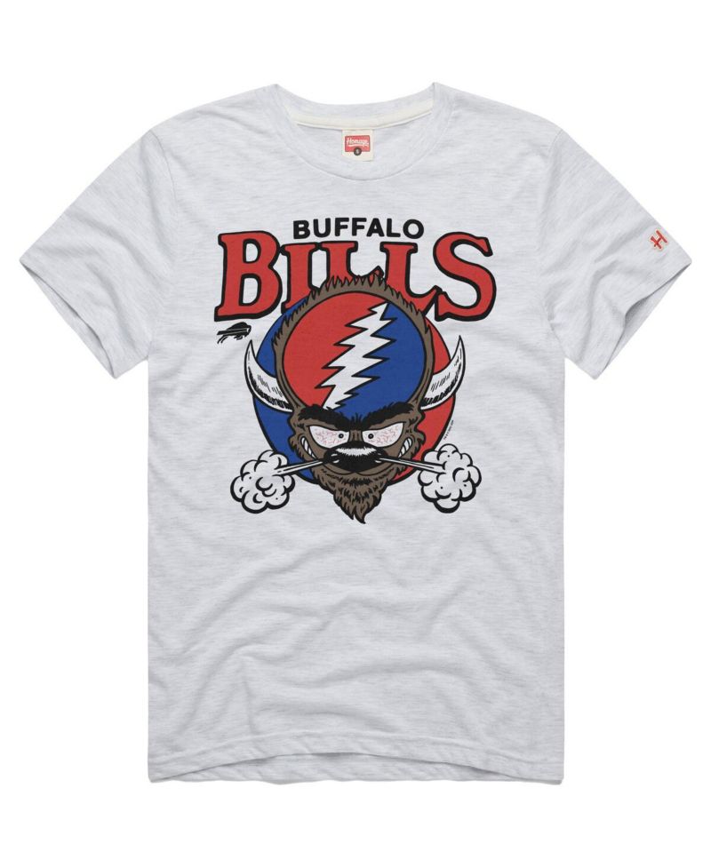 Men's Ash Buffalo Bills NFL x Grateful Dead Tri-Blend T-Shirt