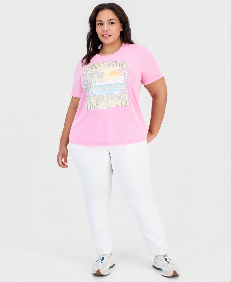 Trendy Plus Sunshine Mineral Wash Graphic Tee