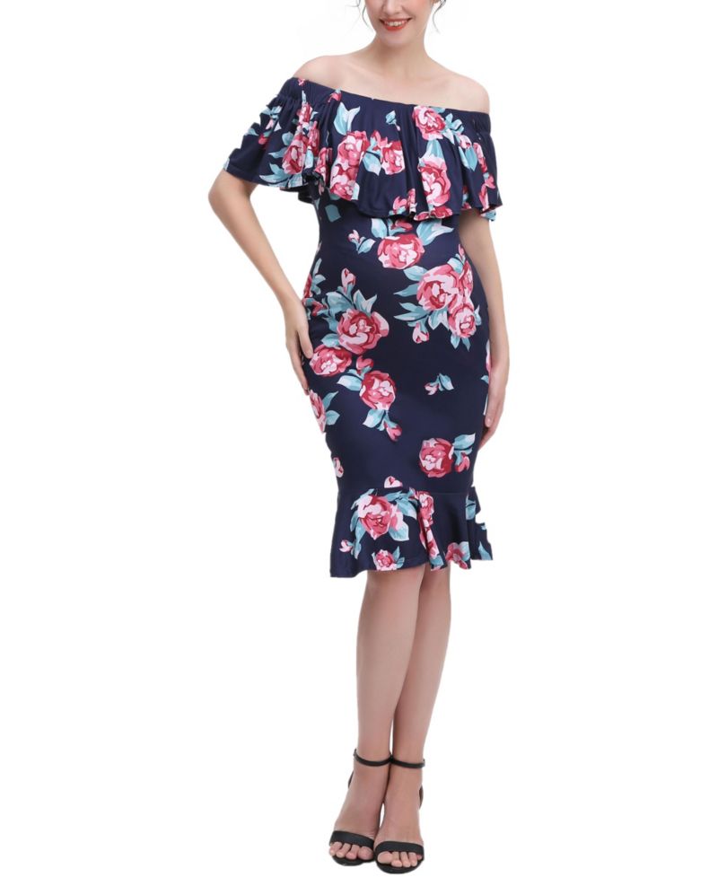 Women's Floral Print Nursing Mermaid Dress