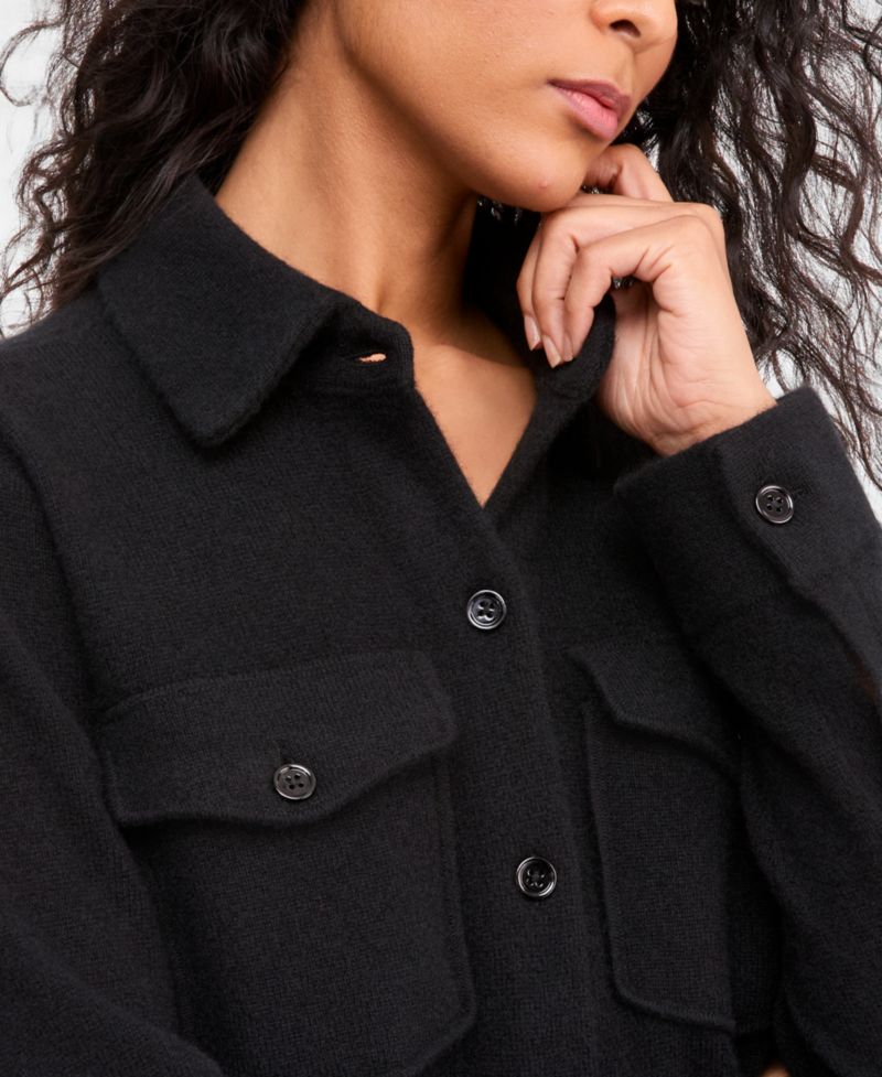 Women's 100% Cashmere Collared Shacket