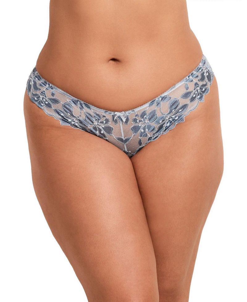 Plus Size Mellody Brazilian Floral-Print Lace Panty