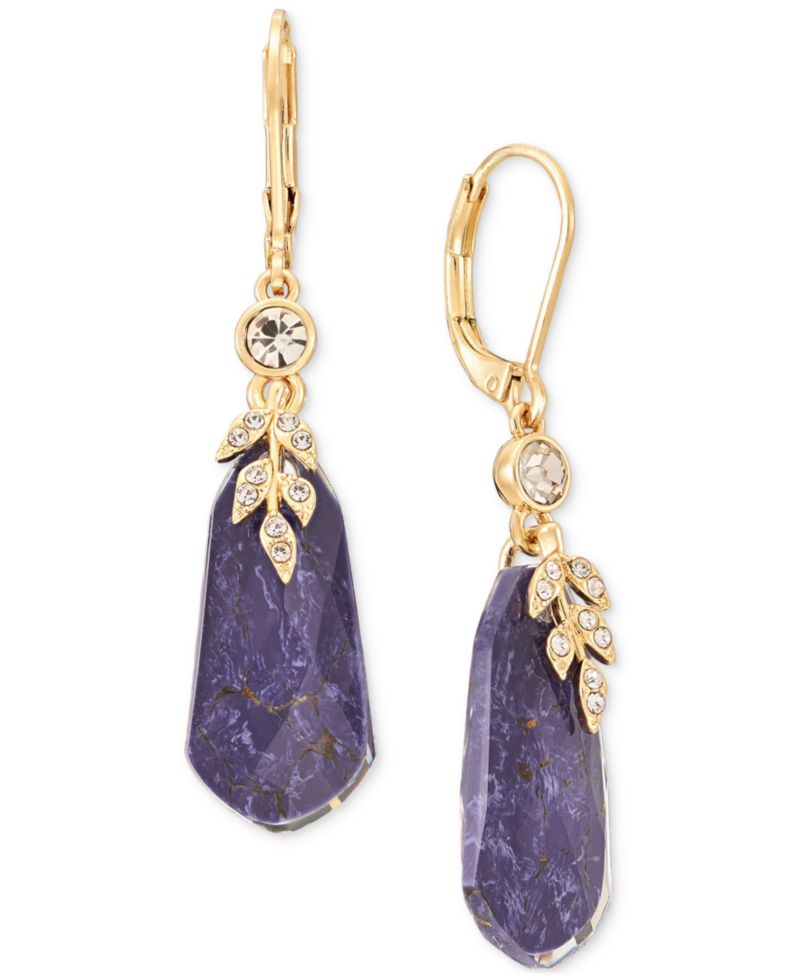 Pav&eacute; Stone Drop Earrings