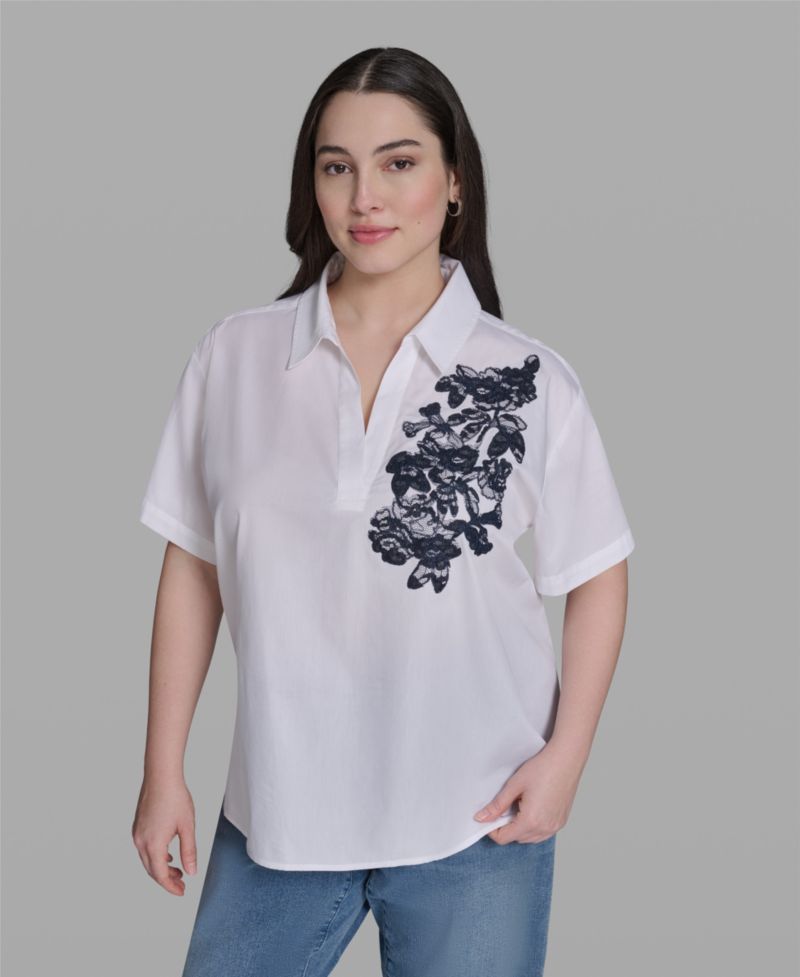 Plus Size Cotton Short-Sleeve Top
