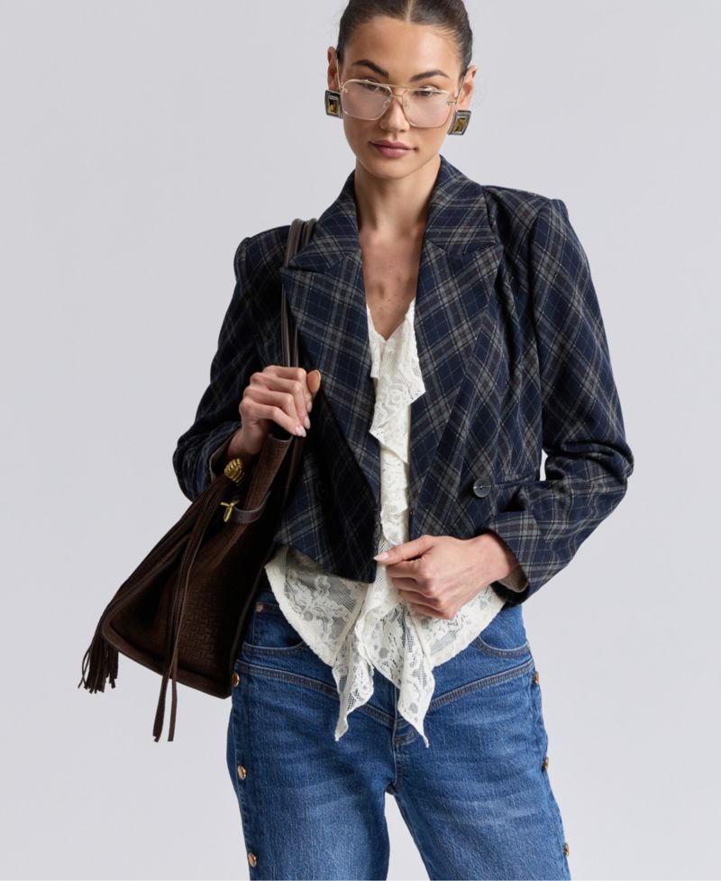 Women's Cropped Double-Breasted Blazer