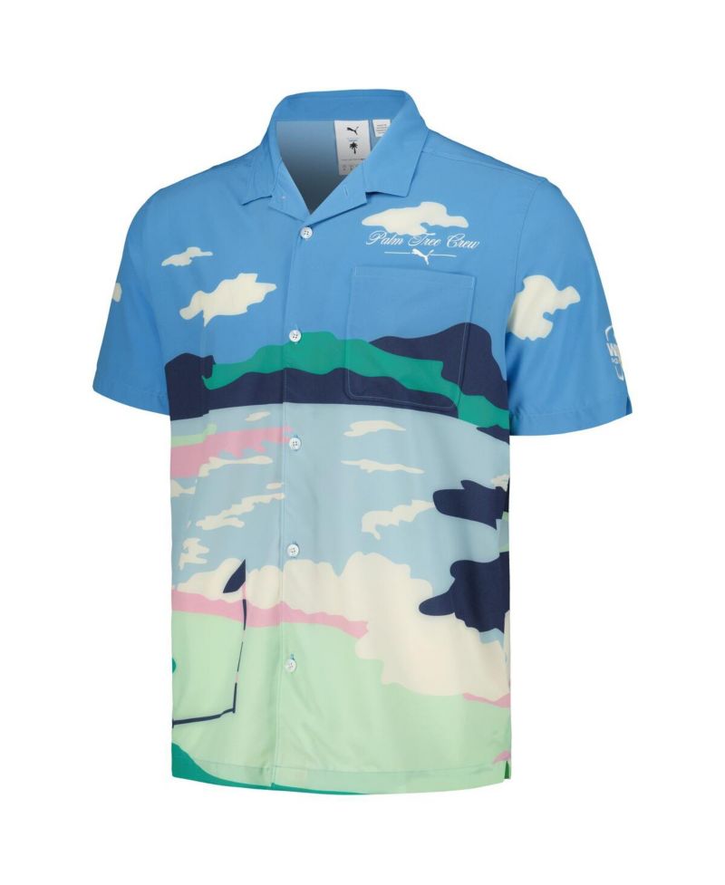 x PTC Men's Blue WM Phoenix Open Print MATTR Button-Up Shirt