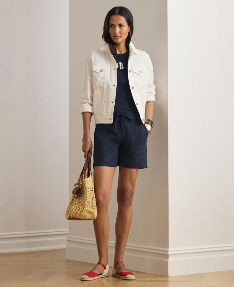 Women's Wide-Leg High-Rise Linen Shorts