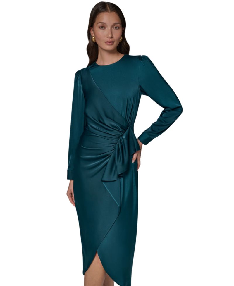 Petite Ruched Midi Dress