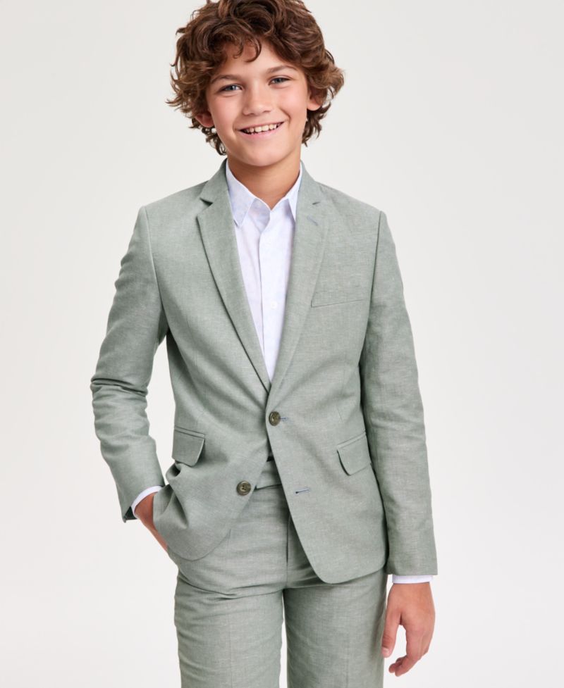 Boys' 8-20 Green Tri-Blend Linen Suit Jacket