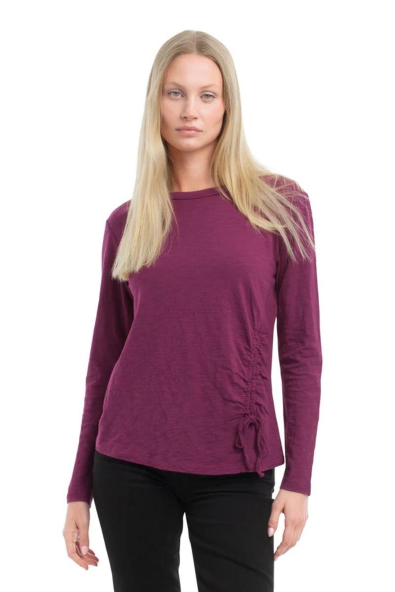 Women's Clothing Long Sleeve Ruched Side Tee