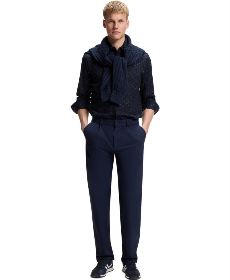 Men's Stretch-Cotton Dobby Regular-Fit Dress Shirt