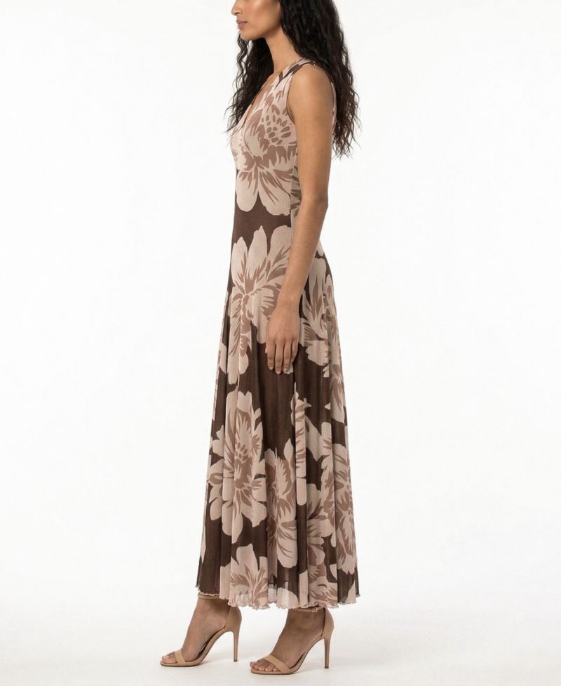 Women's V-Neck Floral Stretch Knit Dress