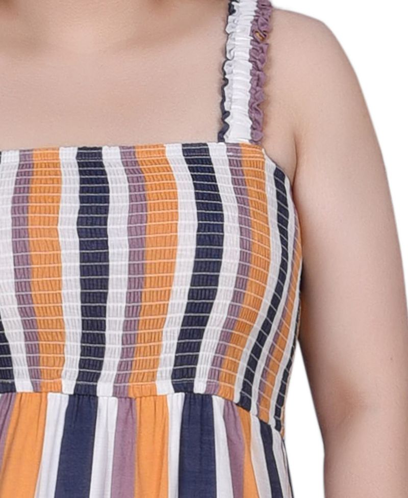 Petite Smocked-Bodice Tiered Midi Dress