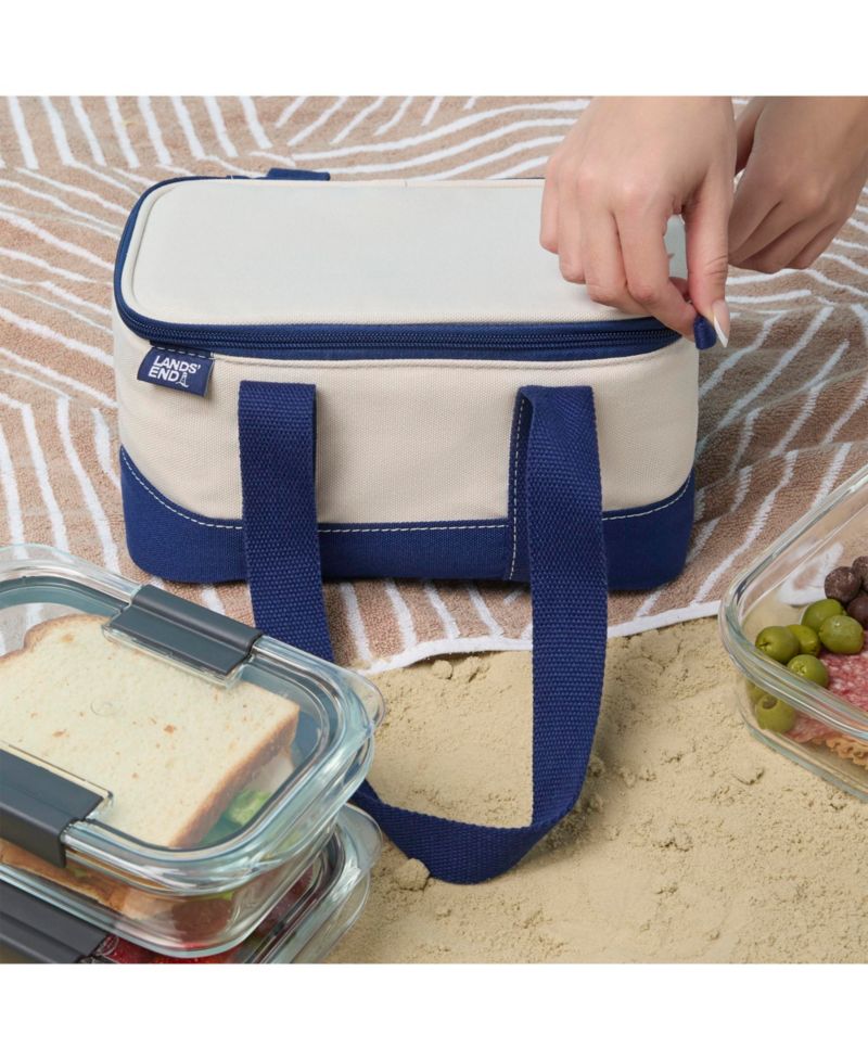 Rectangular Small Cooler Bag Insulated 1.5 Gal, Canvas Soft Cooler with Tote Handles and Zip Closure