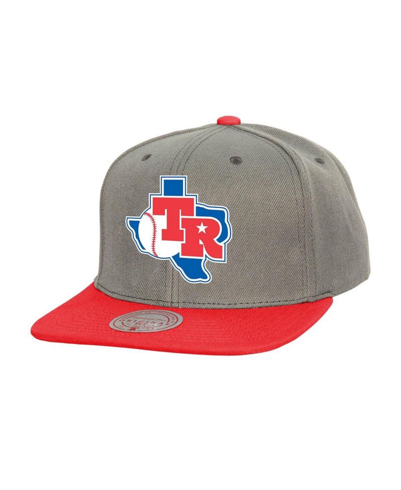Men's Gray Texas Rangers Cooperstown Collection Basic Flip Snapback Hat