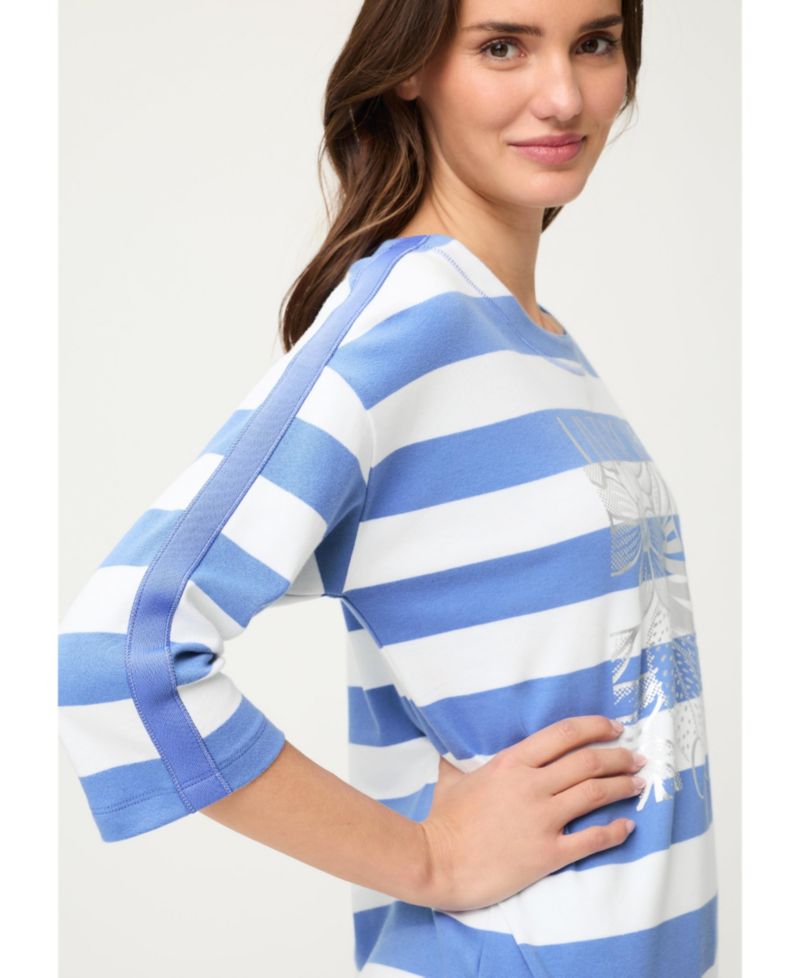 Women's Stripe and Placement Print Jersey Top