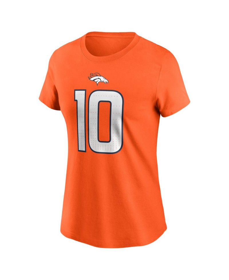 Women's Bo Nix Orange Denver Broncos 2024 NFL Draft First Round Pick Name & Number T-Shirt